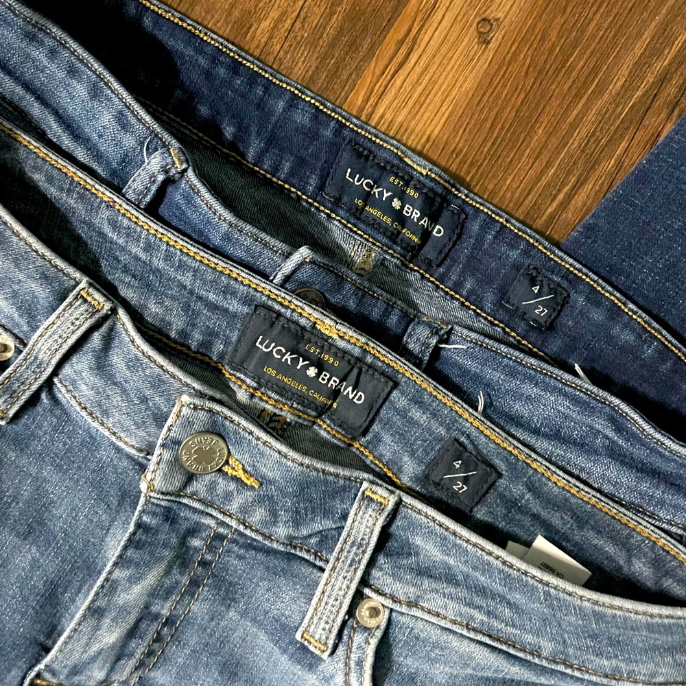 2 Pair Lucky Brand Jeans Med&Dark Wash Skinny Size 4/27